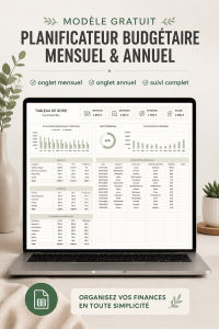 Capture d'écran d'un modèle de budget Google Sheets gratuit, montrant les catégories de dépenses et les revenus.