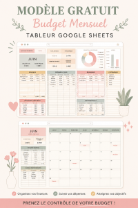 Modèle de budget mensuel gratuit sur Google Sheets pour les finances personnelles.