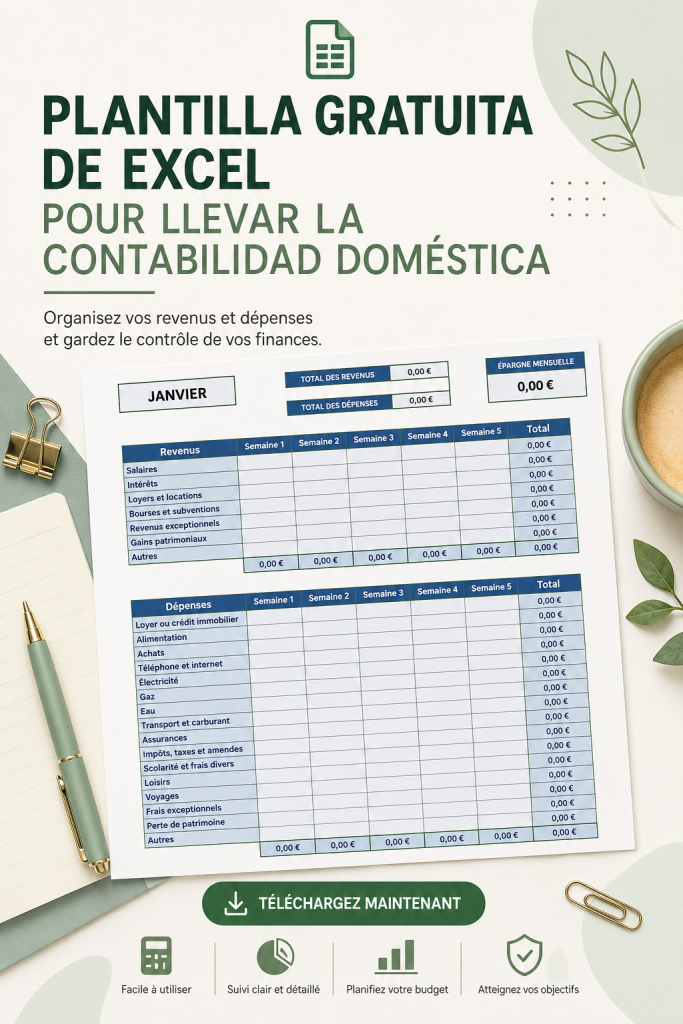 Modèle Excel gratuit pour suivre un budget familial illustré sur un ordinateur.