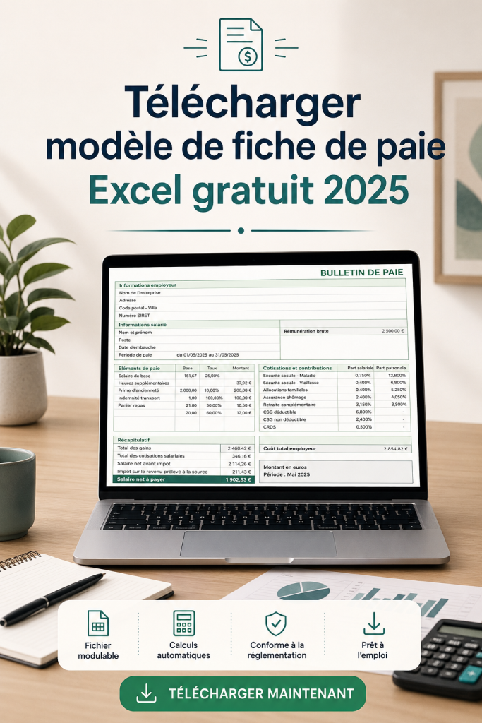 Modèle de fiche de paie Excel gratuit pour 2025