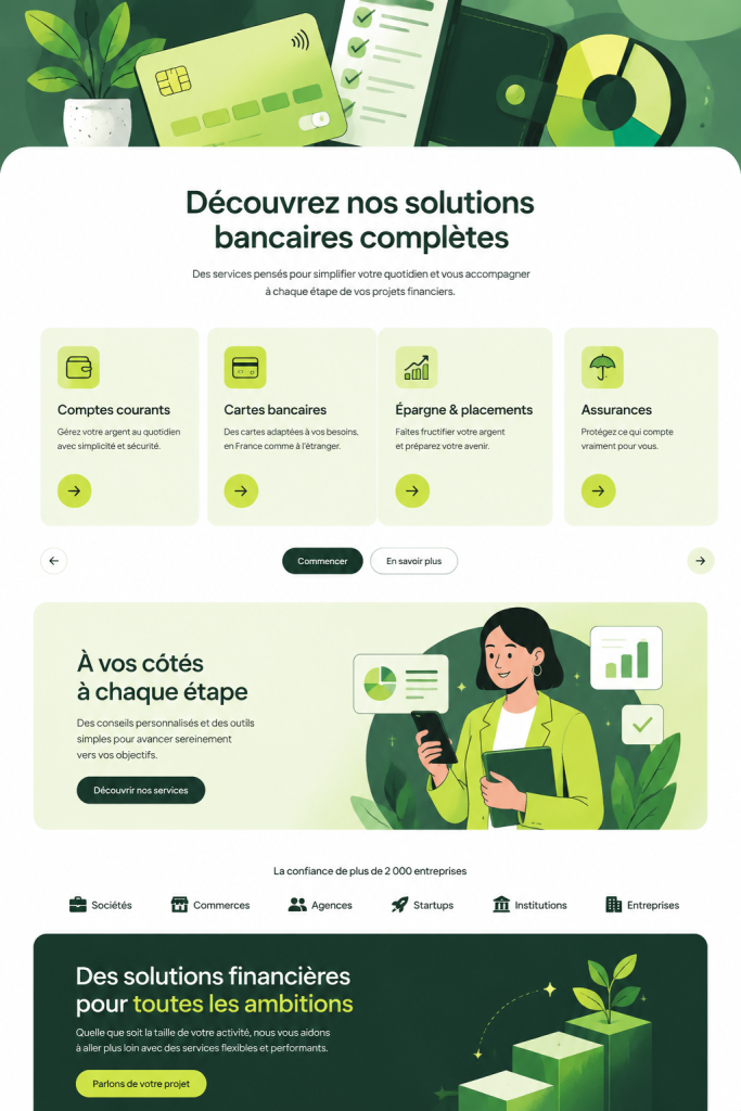 Exemple de modèle de site web bancaire pratique et élégant
