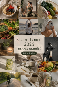 Modèle gratuit de vision board 2026 avec des éléments inspirants