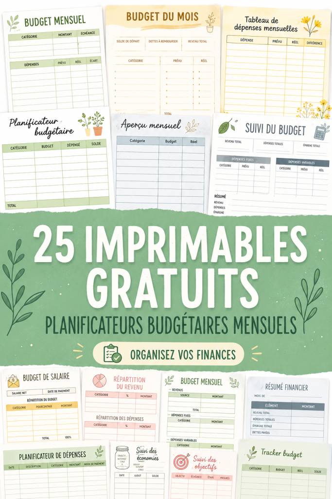 Modèles de budget mensuel gratuits à imprimer, adaptés aux femmes.