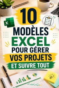 Un ordinateur portable ouvert sur une feuille de calcul Excel avec des modèles de gestion de projet.