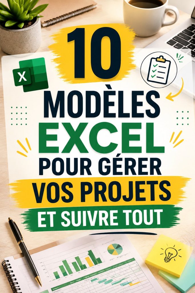 Un ordinateur portable ouvert sur une feuille de calcul Excel avec des modèles de gestion de projet.