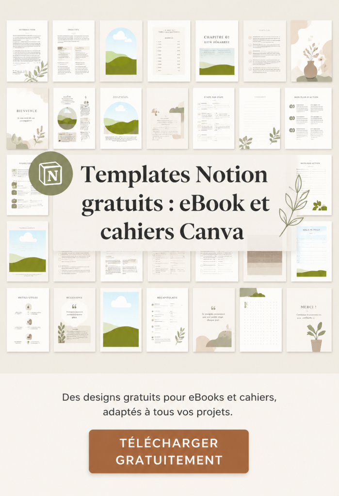 Écran d'une application Notion avec des designs Canva affichés