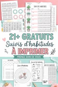 Modèles variés de traceurs d'habitudes à imprimer, image illustrant une organisation quotidienne.