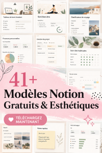 Modèles Notion gratuits présentés sur un ordinateur, montrant une interface de gestion de projet.