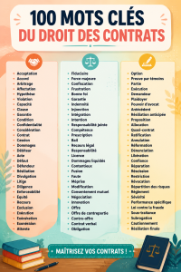 Illustration illustrant quelques mots de vocabulaire juridique.