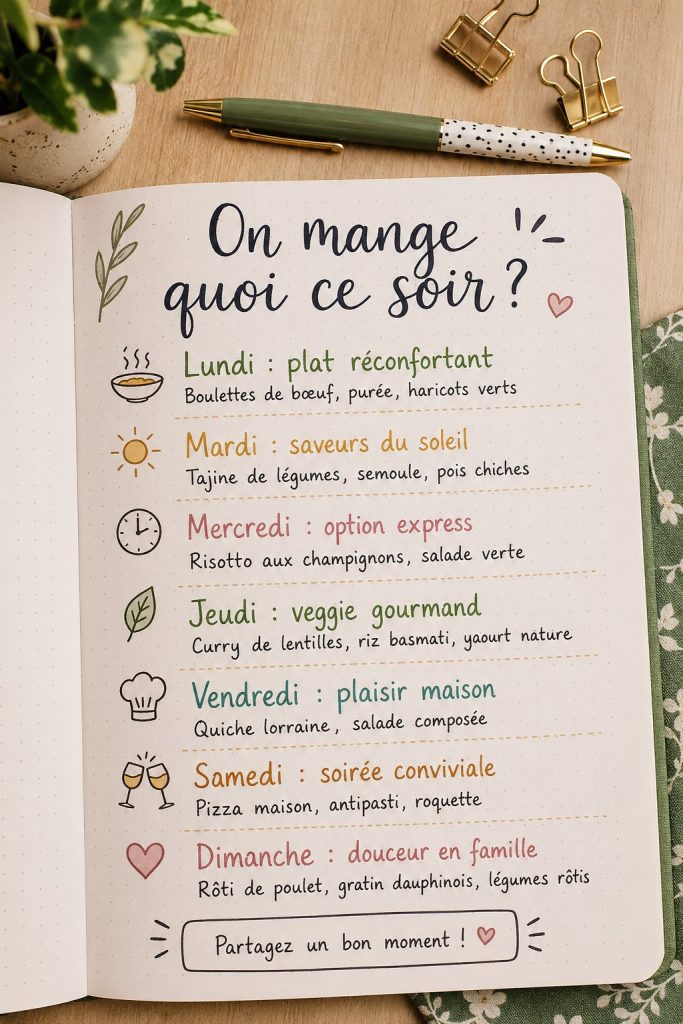 Une table bien dressée pour un dîner maison avec des plats savoureux.