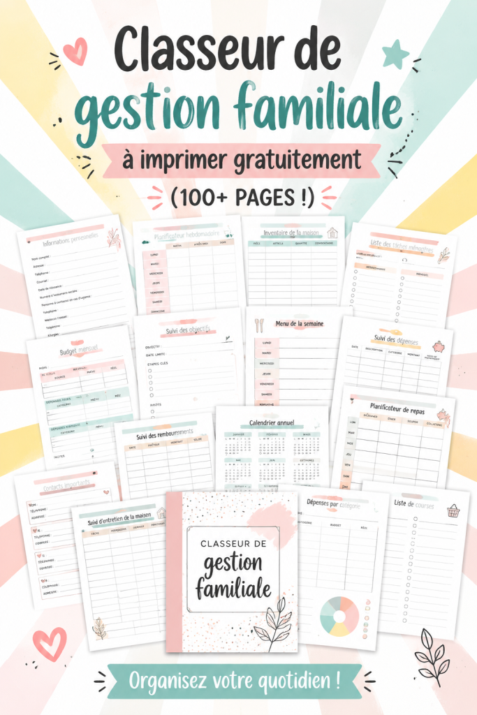 Organisateur de gestion domestique gratuit affiché sur un bureau