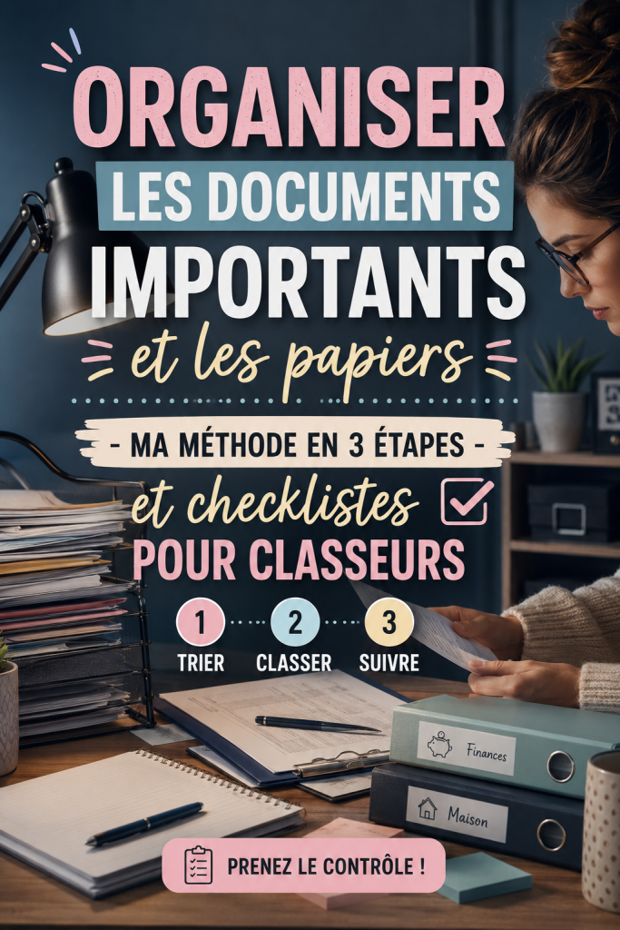 Un bureau bien organisé avec des documents classés dans un classeur coloré