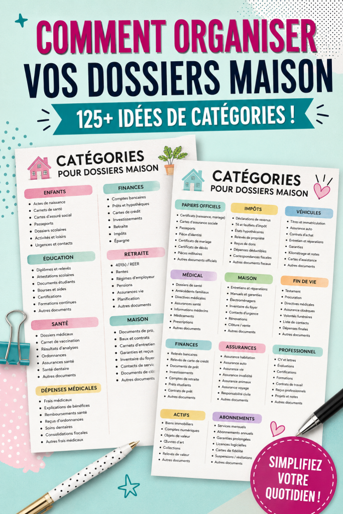 Tiroir de bureau bien organisé contenant des dossiers colorés et étiquetés