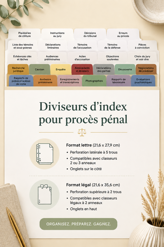 Image d'une femme organisant des documents juridiques avec des diviseurs colorés
