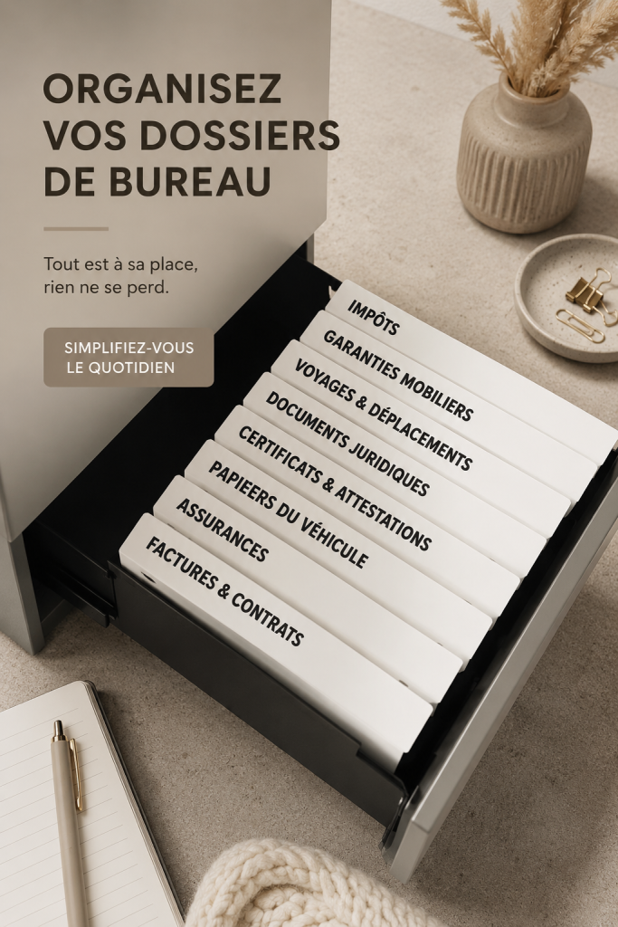 Un bureau élégant et bien organisé avec des fournitures de bureau triées et des éléments décoratifs apaisants.