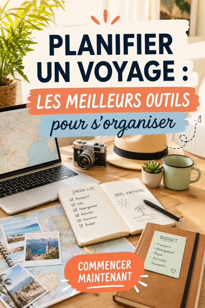 Une maman et ses enfants planifient un voyage à l'aide d'un ordinateur et d'une carte.