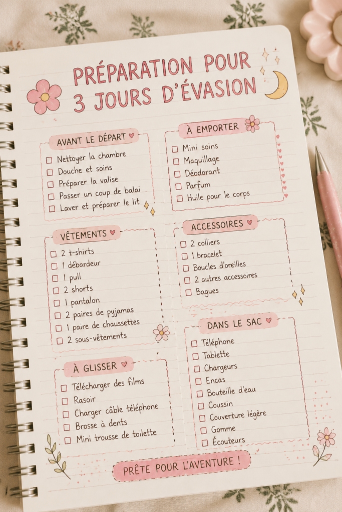 Femme préparant sa valise pour un voyage de 3 jours