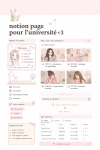 Capture d'écran d'une page Notion personnalisée pour les études universitaires