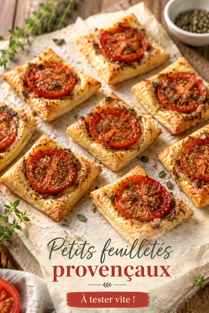 Assortiment de petits feuilletés provençaux dorés et croustillants sur un plateau