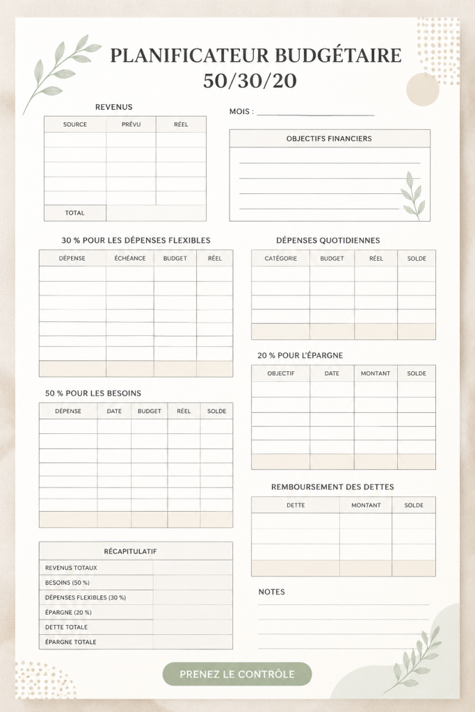 Femme utilisant un planner de budget pour gérer ses finances personnelles.