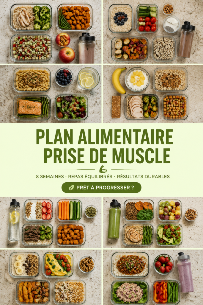 Un plat nutritif avec des protéines et légumes, idéal pour un plan de repas musculation