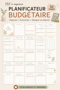 Planificateur de budget gratuit à imprimer avec des sections pour les dépenses et les économies.