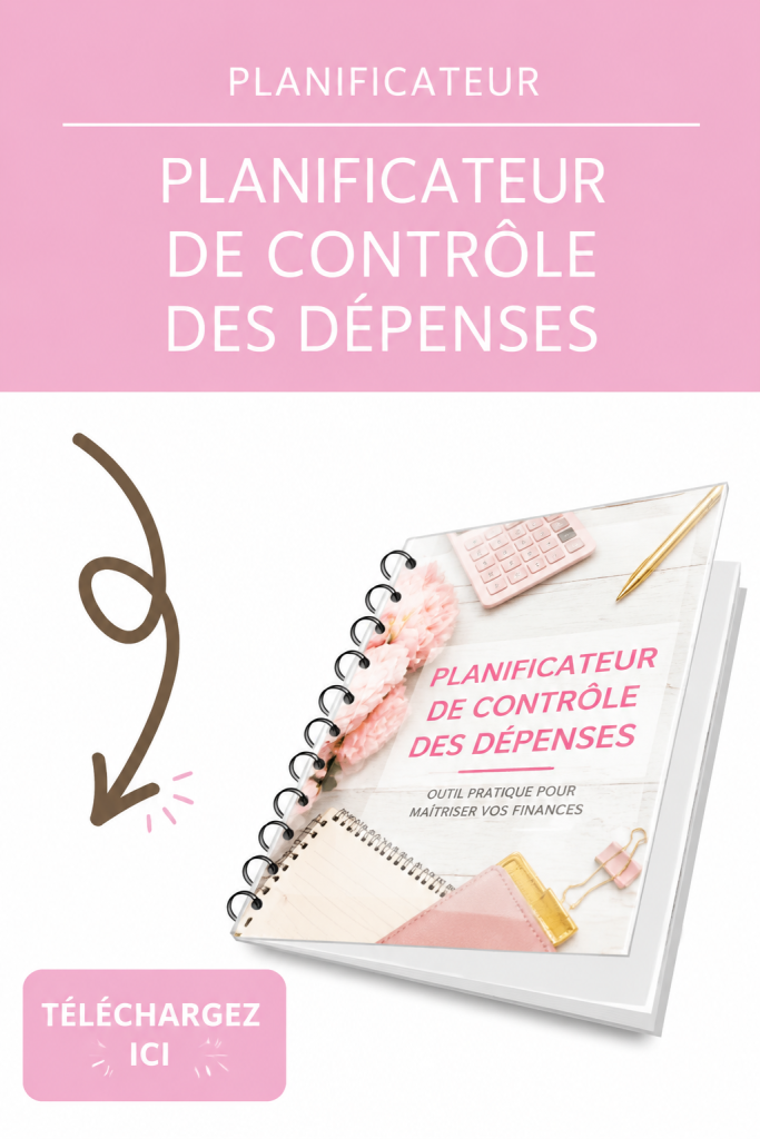 Planificateur de contrôle des dépenses avec des notes et stylos
