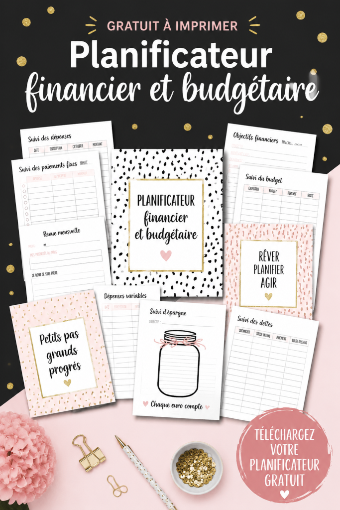 Planificateur financier à imprimer avec sections pour budget et économies