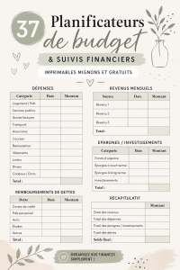 Un ensemble coloré de planificateurs de budget imprimables sur une table.