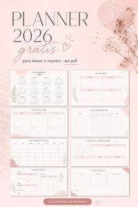 Planner 2026 à imprimer en PDF avec un design élégant et pratique.