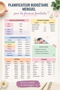 Image d'un planner communautaire pour le mois, illustrant une gestion financière familiale efficace.