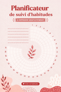 Un planner esthétique avec des motifs fleuris et des sections pour le suivi des habitudes.