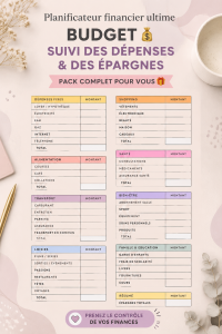 Un planner financier ouvert avec des notes et un stylo sur un bureau, illustrant l'organisation des finances