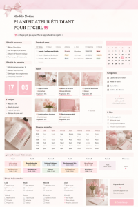 Template de planner Notion esthétique pour étudiants avec un design moderne.