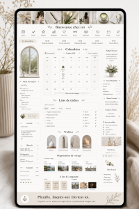 Exemple de planner Notion esthétique avec des éléments de design colorés