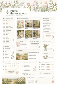 Capture d'écran d'une page Notion organisée pour les révisions d'examen.