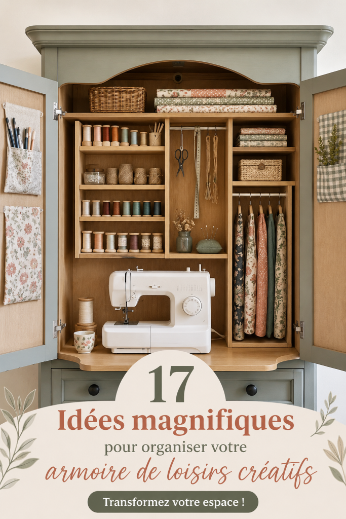 Un atelier créatif bien organisé avec des solutions de rangement colorées et pratiques.