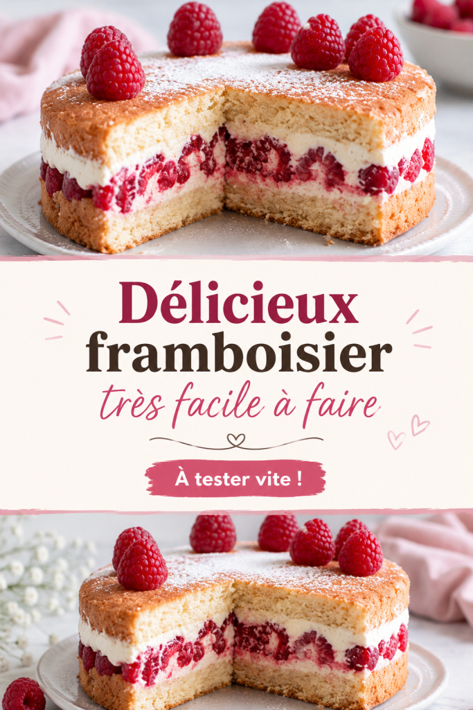 Un magnifique framboisier décoré, prêt à être servi à table.