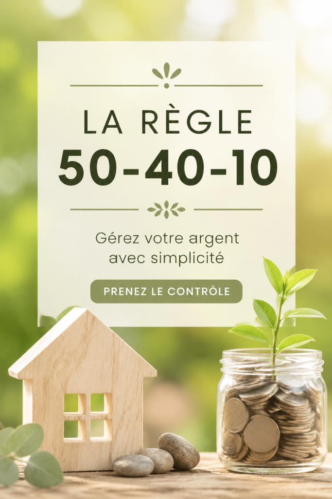 Visuel illustrant la règle 50-40-10 appliquée à un budget familial