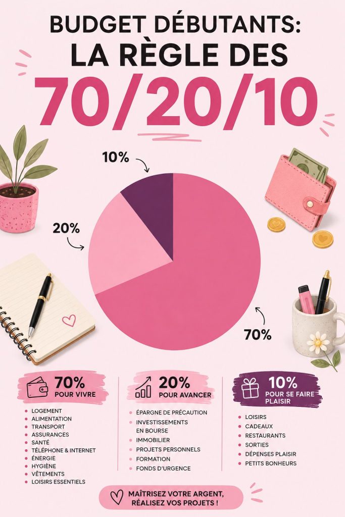 Femme vérifiant ses finances avec un budget 70/20/10 sur son ordinateur.