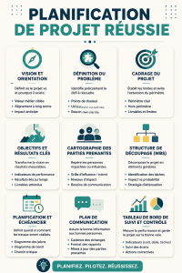Un bureau bien organisé avec des outils de gestion de projet.