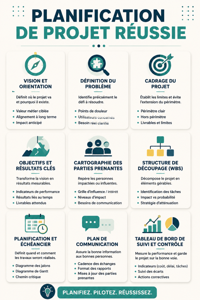 Un bureau bien organisé avec des outils de gestion de projet.
