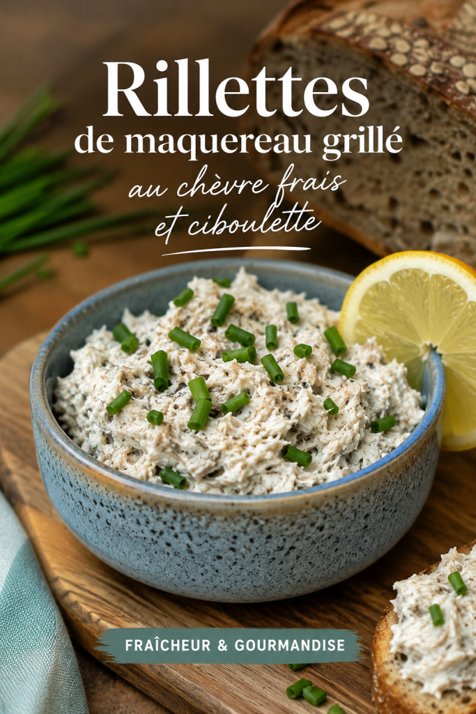 Rillettes de maquereau grillé au chèvre frais, servies dans un bol.