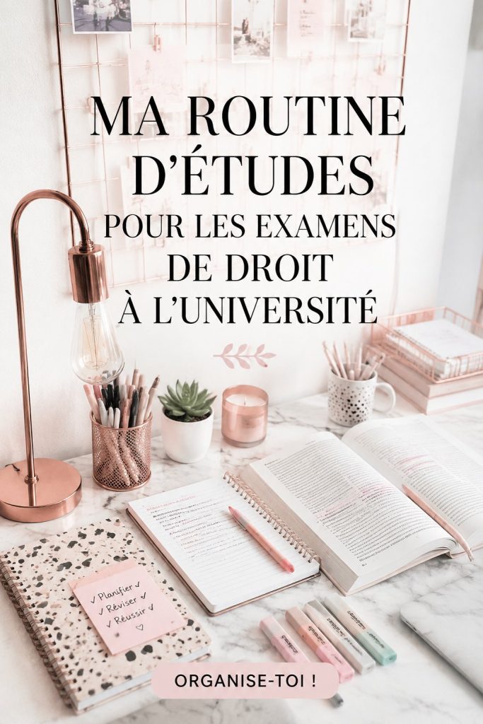 Femme étudiant avec des livres de droit et un ordinateur, se préparant pour des examens.