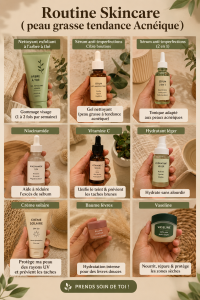 Femme appliquant des produits de soin sur son visage