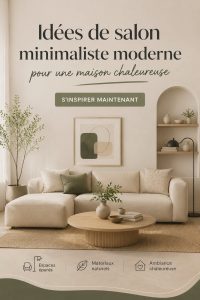 Salon moderne et minimaliste avec des textures douces et des couleurs neutres