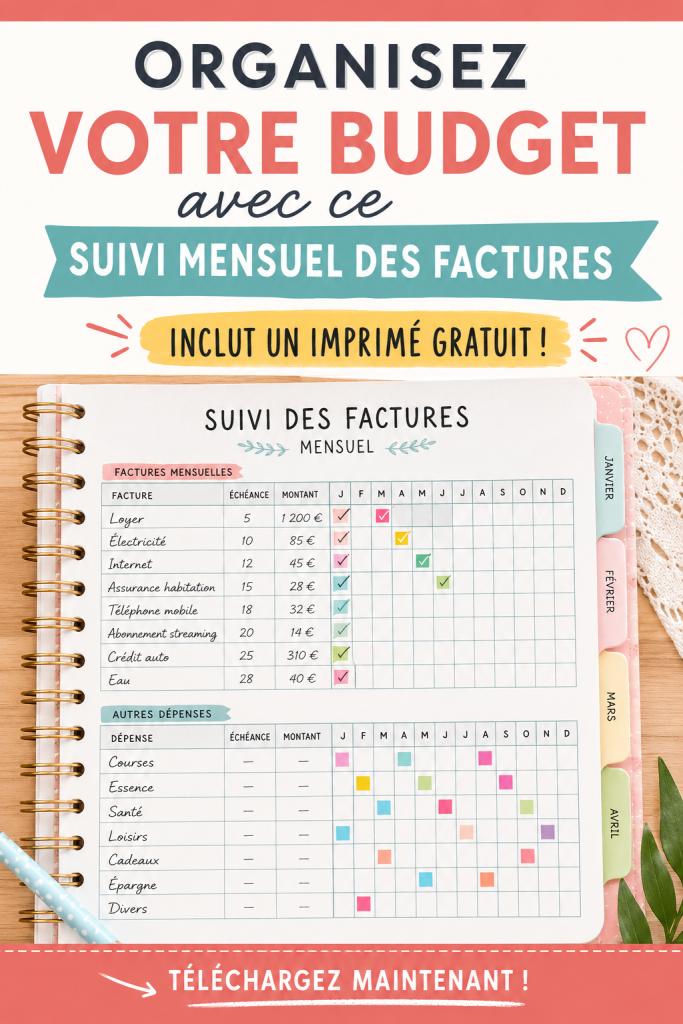 Tableau de suivi de budget mensuel rempli de chiffres sur un bureau.