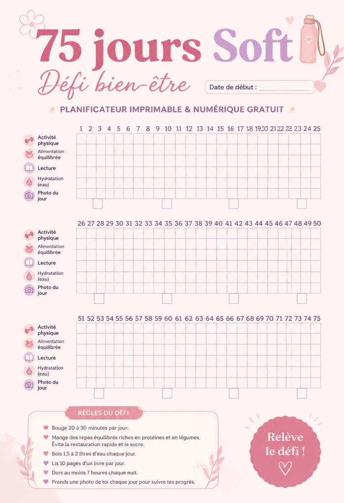 Mode de vie sain et suivi de défis avec un planner illustré