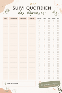 Modèle de suivi des dépenses gratuit en PDF pour une gestion facile des finances.