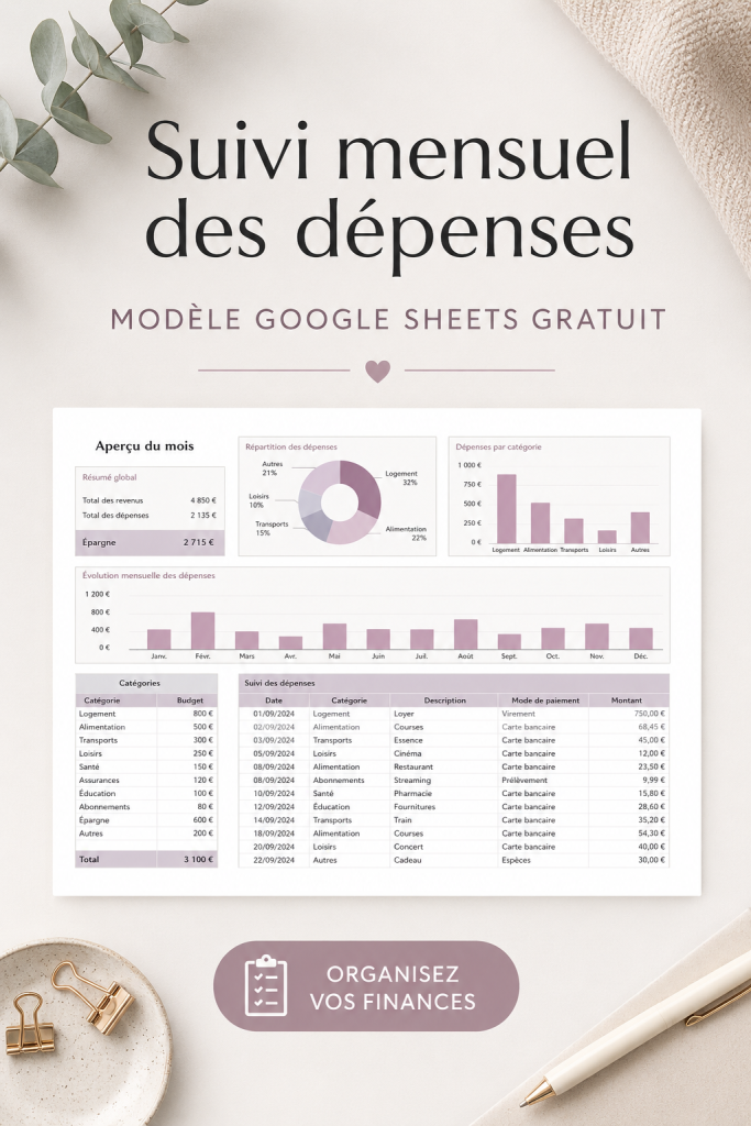 Modèle de tableau de suivi des dépenses dans Google Sheets